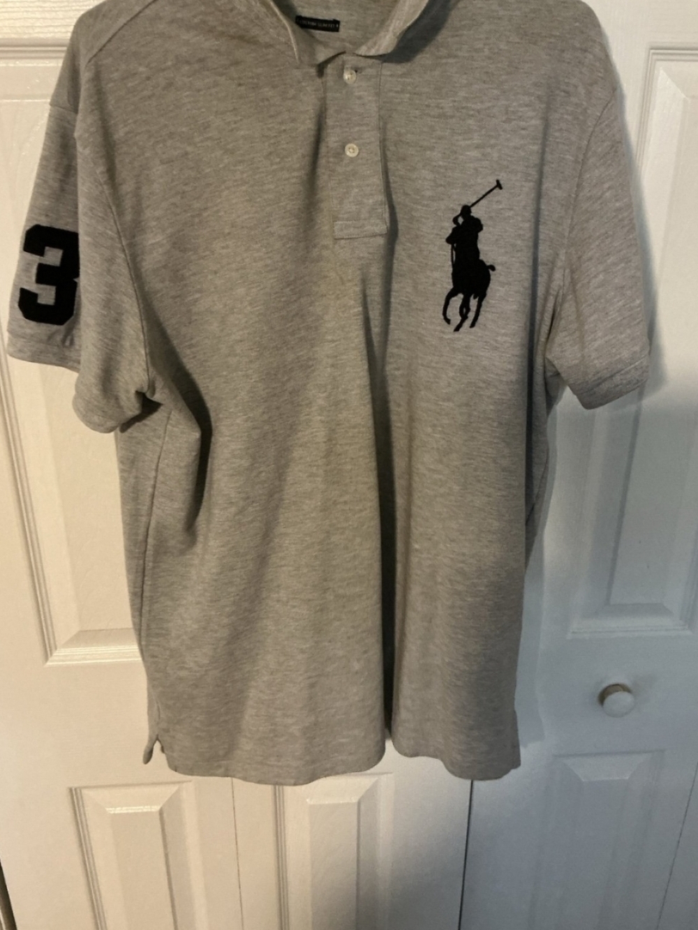 Polo by Ralph Lauren Heather Grey Short-Sleeve Polo Custom Slim Fit Xl